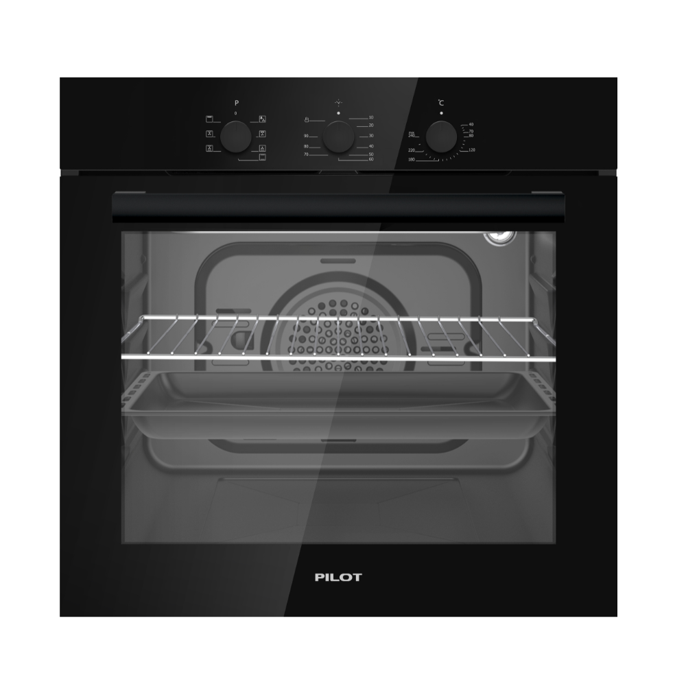 תנור אפייה מכני בנוי Pilot PILBIO60MSS זכוכית שחורה