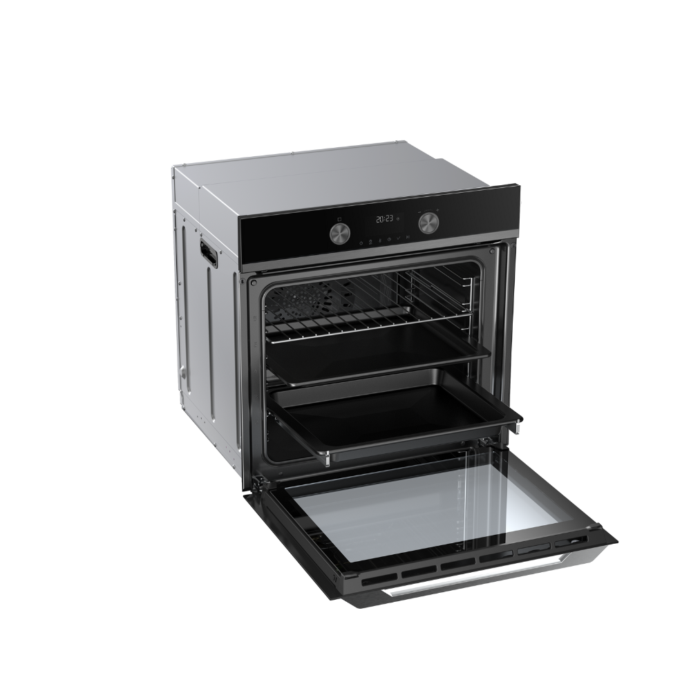 תנור אפייה בנוי 72 ליטר Haier HOQ-K5AAN3BX זכוכית שחורה עם נירוסטה