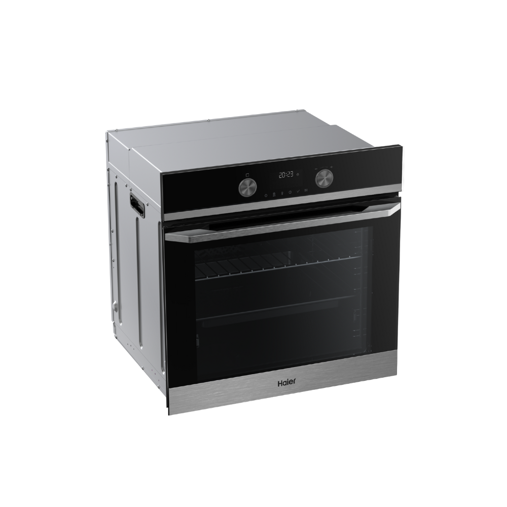 תנור אפייה בנוי 72 ליטר Haier HOQ-K5AAN3BX זכוכית שחורה עם נירוסטה