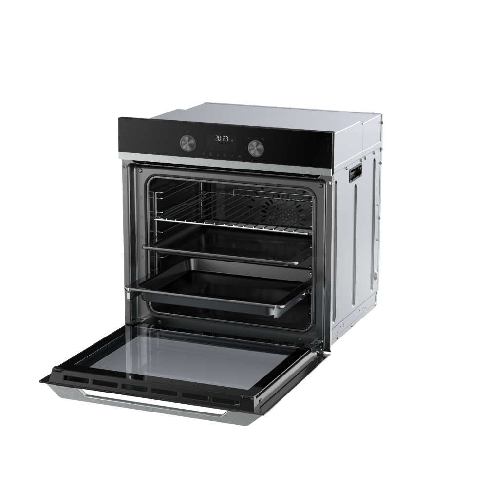 תנור אפייה בנוי 72 ליטר Haier HOQ-K5AAN3BX זכוכית שחורה עם נירוסטה