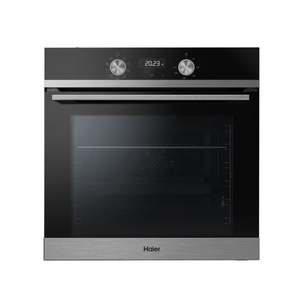תנור אפייה בנוי 72 ליטר Haier HOQ-K2AAN3BX זכוכית שחורה בגימור נירוסטה