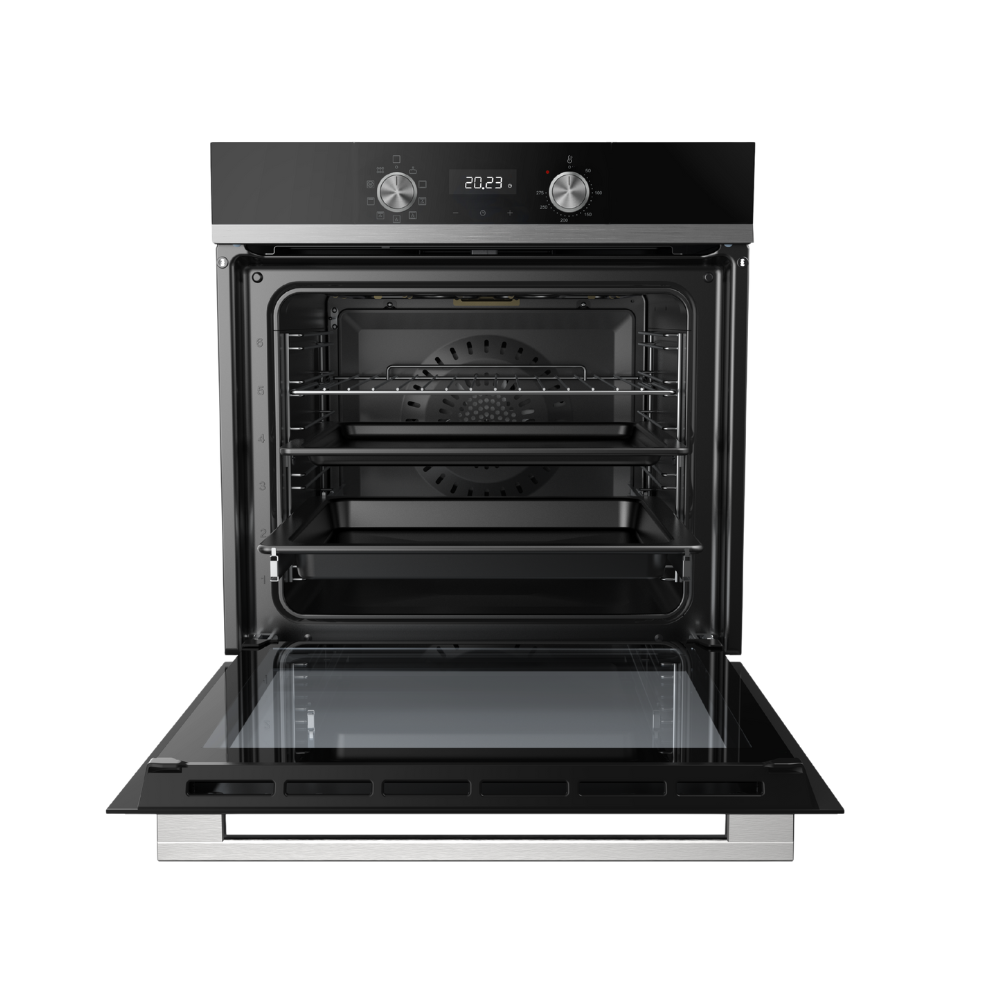 תנור אפייה בנוי 72 ליטר Haier HOQ-K2AAN3BX זכוכית שחורה בגימור נירוסטה