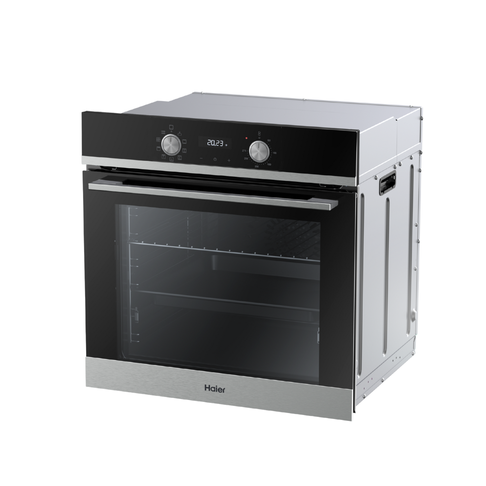 תנור אפייה בנוי 72 ליטר Haier HOQ-K2AAN3BX זכוכית שחורה בגימור נירוסטה