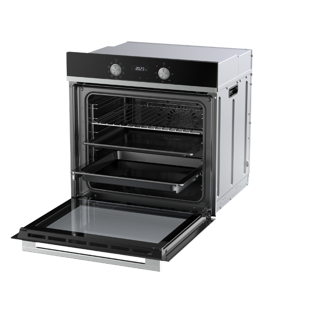 תנור אפייה בנוי 72 ליטר Haier HOQ-K2AAN3BX זכוכית שחורה בגימור נירוסטה