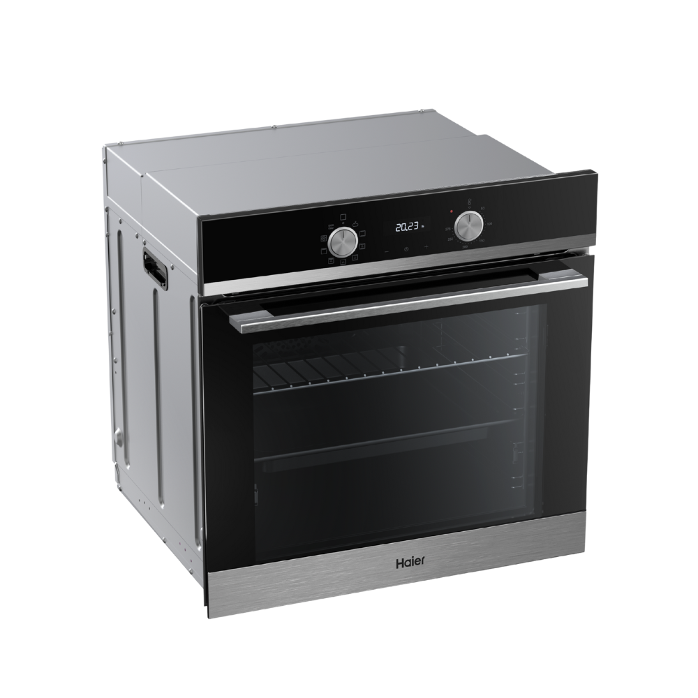 תנור אפייה בנוי 72 ליטר Haier HOQ-K2AAN3BX זכוכית שחורה בגימור נירוסטה
