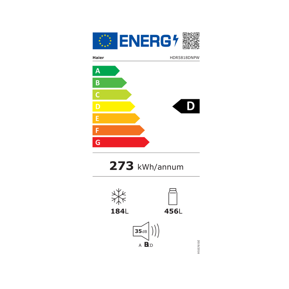 מקרר מקפיא תחתון 2 דלתות 638 ליטר Haier HDR5818DNPW