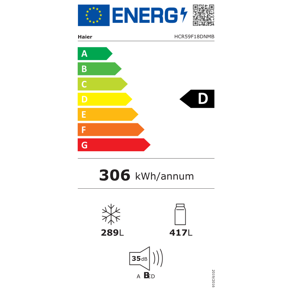 דירוג אנרגיה D - מקרר 4 דלתות 705 ליטר Haier HCR59F18DN