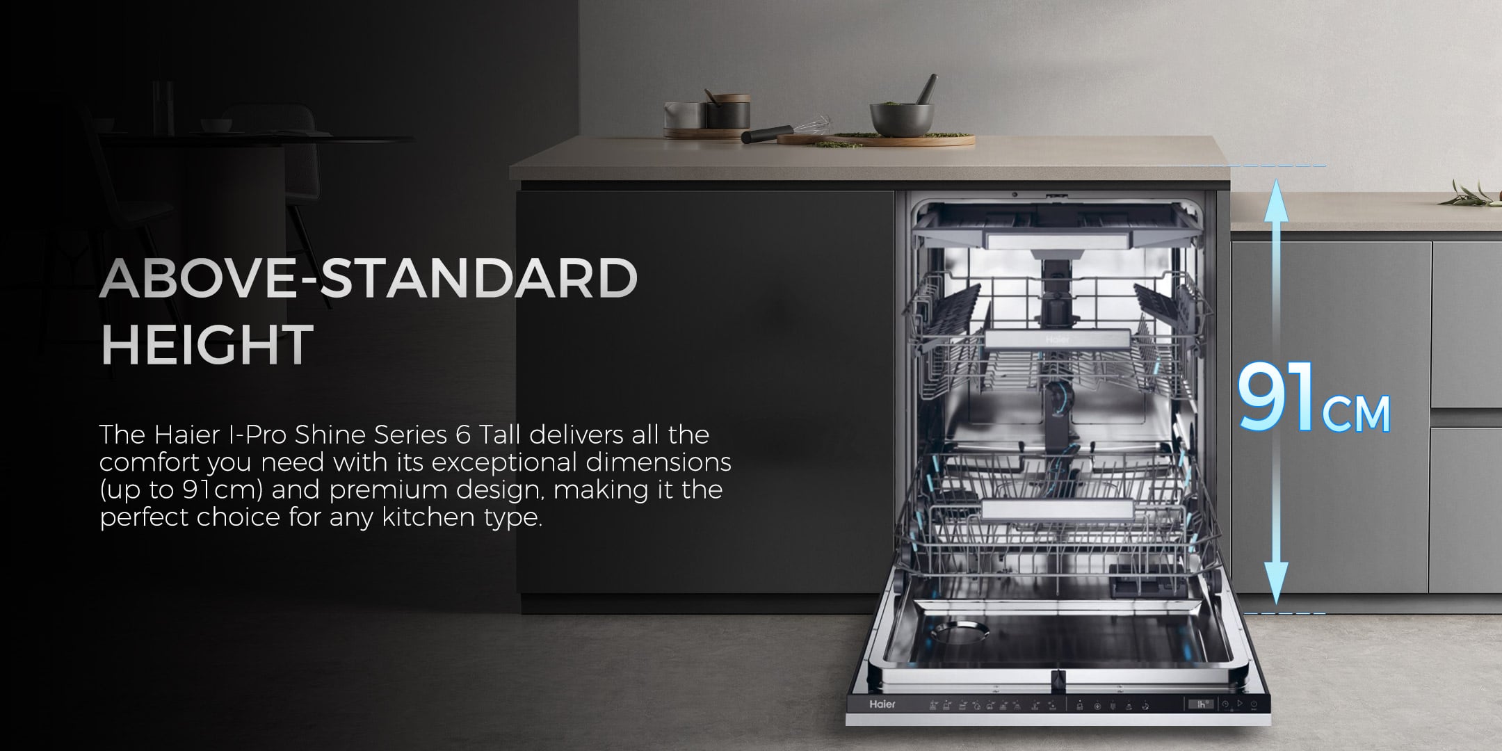 מדיח כלים אינטגרלי 60 ס"מ Haier XIT6C3TB3B